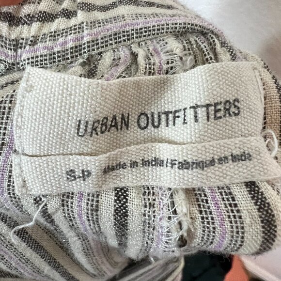 Urban Outfitters Midi Dress Stripe Prairie Linen Cottagecore Small - Picture 9 of 13